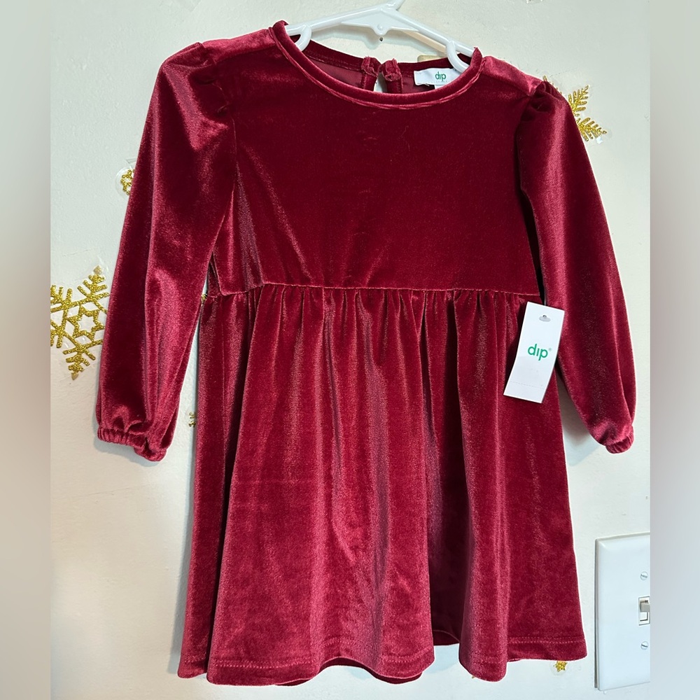 dip Velvet Burgundy Kids Dress